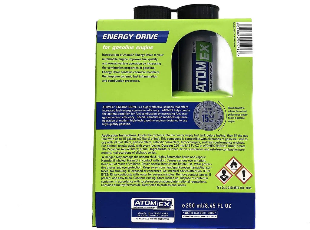 XADO Atomex Energy Drive 250ml Fuel System Additive for Gasoline Engines