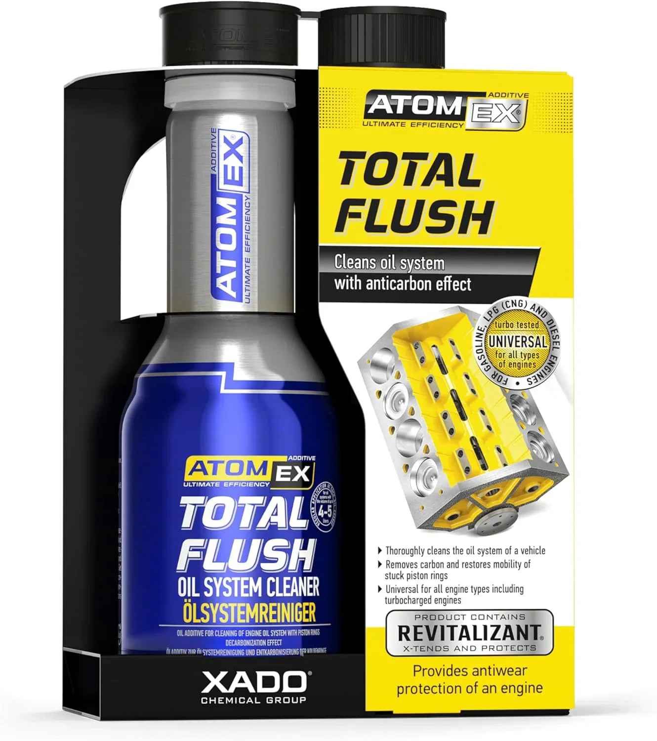 XADO Pre-Oil Change Engine Cleaner 250ml – Oil System Flush & Ring Decarbonizer with Revitalizant®