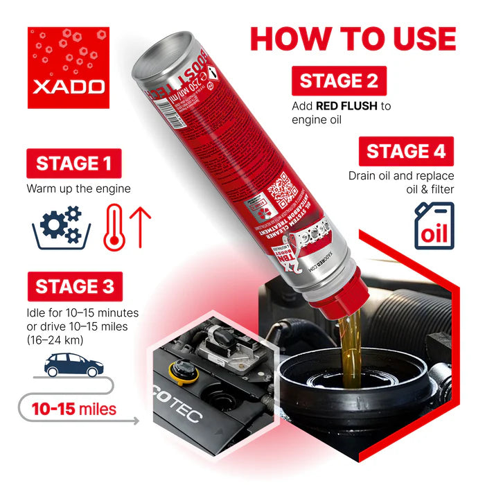 XADO RED FLUSH Engine Oil System Cleaner & Decarbonizer 250 ml